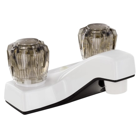 Valterra LAVATORY FAUCET, 4IN, 2 SMOKE KNOBS, PLASTIC, WHITE PF212203